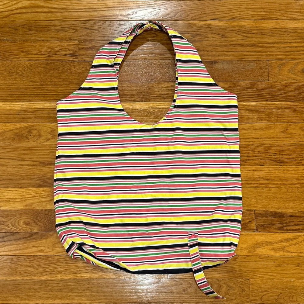 Rollable Reusable Bag; Striped Reusable Bag; Multi-Color Striped Bag; Sturdy